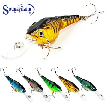 

Sougayilang 5Pcs Fishing Lures Multi-Jointed Wobbler Crankbait Minnow Topwater Lure with Treble Hooks