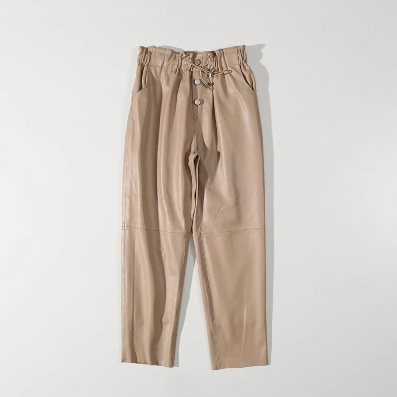 Vrouwen Broek 100% Echt Schapenleer 2019 Mode Echte Natuurlijke Schapen Lederen Crop Jeans Elastische Riem Taille Broek Vrouwen Broek 100% Echt Schapenleer 2019 Mode Echte Natuurlijke Schapen Lederen Crop Jeans Elastische Riem Taille Broek