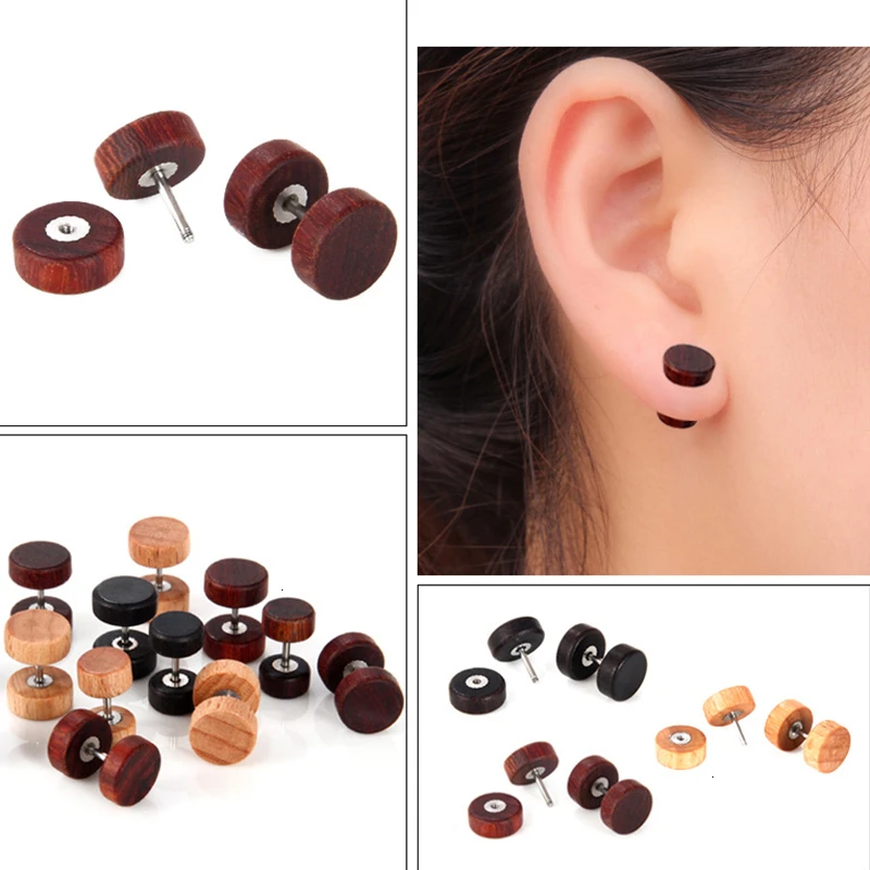 Серьги ручной работы трендовые серьги гвоздики 1 шт. модные деревянные корейские