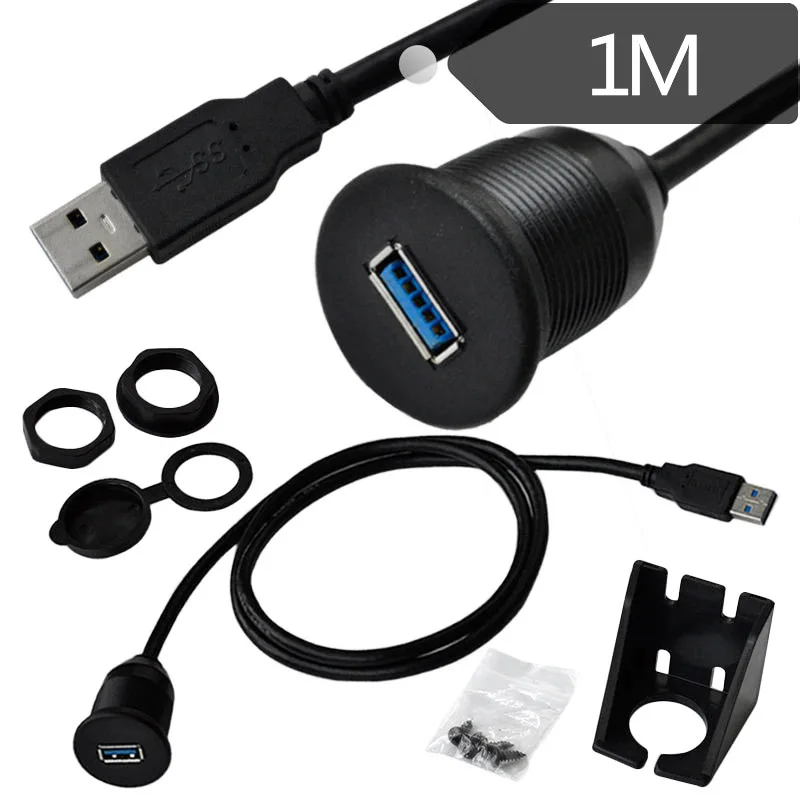 USB 3,0 мужчина к USB 3,0 Женский AUX заподлицо автомобильное крепление Удлинительный кабель для автомобиля Грузовик Лодка мотоцикл панель приборной панели-(3 фута
