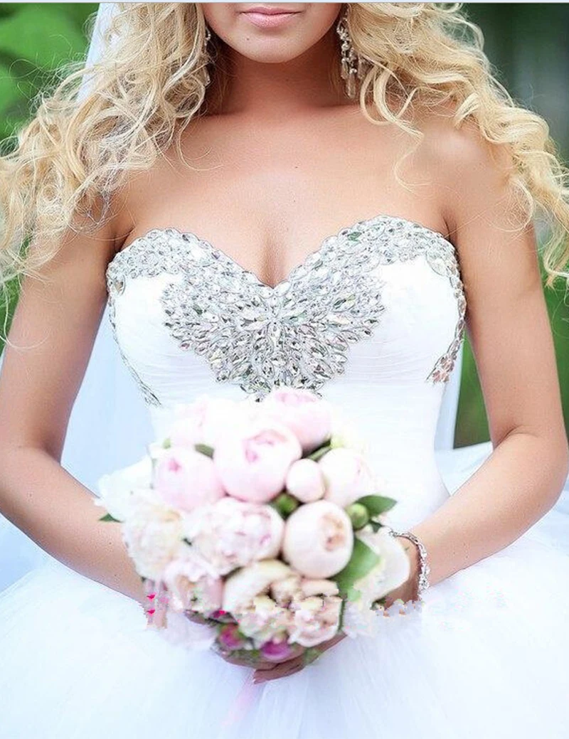 Robe De Mariage Brautkleid скромное красивое милое Хрустальное бальное свадебное платье, стразы цвета слоновой кости, свадебное платье принцессы