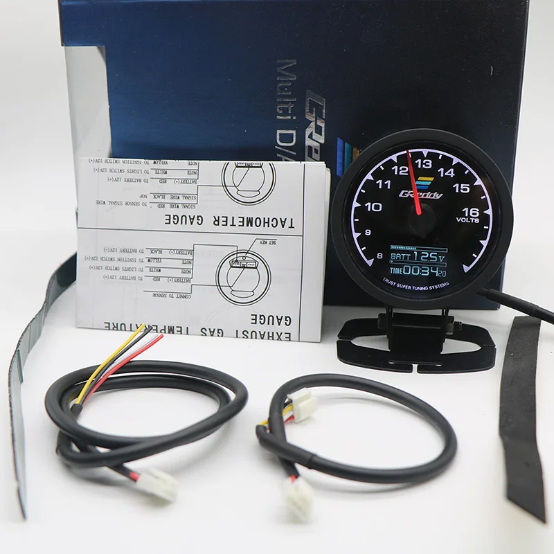 GReddi Boost Gauge Water Temp 7 Colors LCD Display Turbo Oil Pressure RPM Tachometer Racing Meter 62mm 2.5 Inch With Sensor 4