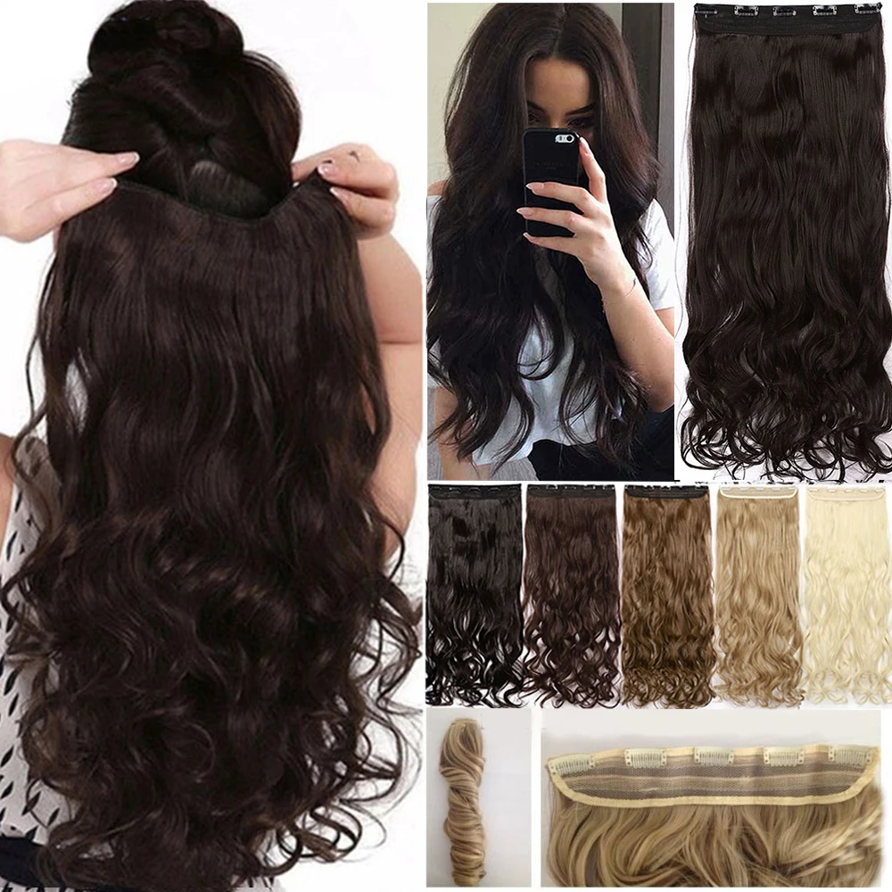 Discount Hairpiece Synthetic-Hair-Extension Wavy Clip-In Women Real S-Noilite Long for Half-Head 3V58GNdV