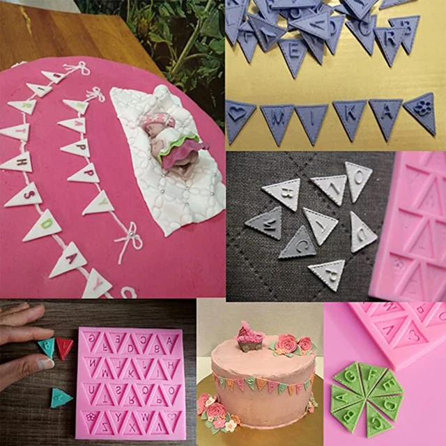 Levél Zászló Csokoládé Fondant Szilikon Penész Sunting Tortát Díszítő Sütőeszközök Háromszög Ábécé Süti Születésnapi Party - Image 5
