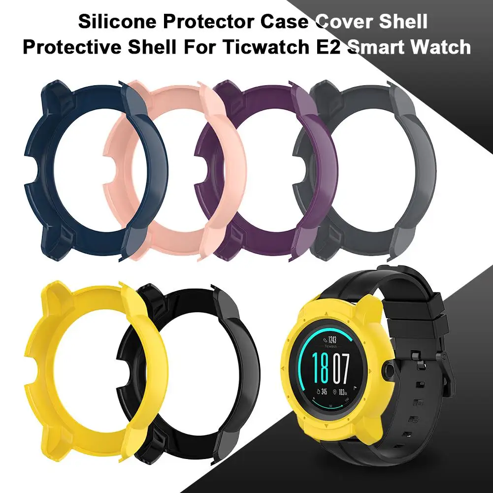 

Silicone Protector Case Cover Shell Protective Shell For Ticwatch E2 Smart Watch 360 Degree Full Protection Concise Vogue