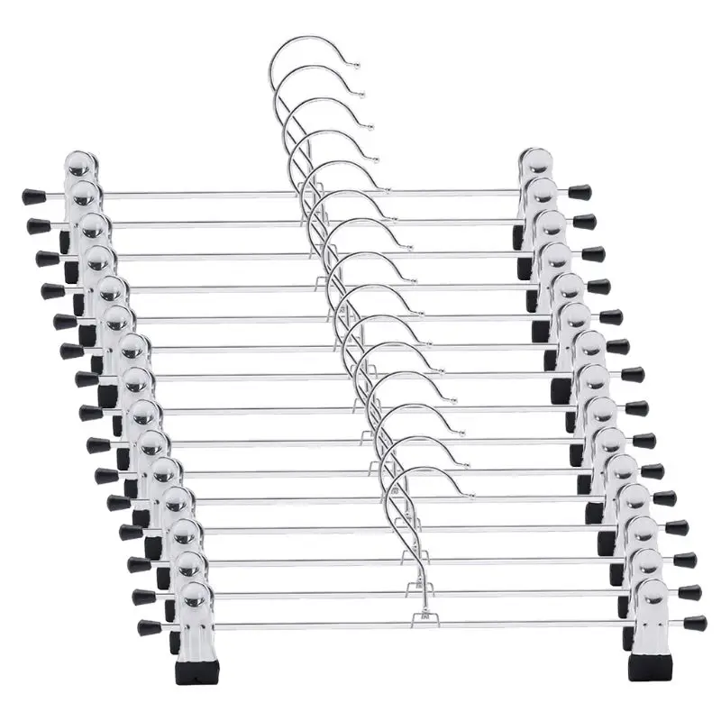 

15 Pack Metal Pants Skirt Hangers with Clips