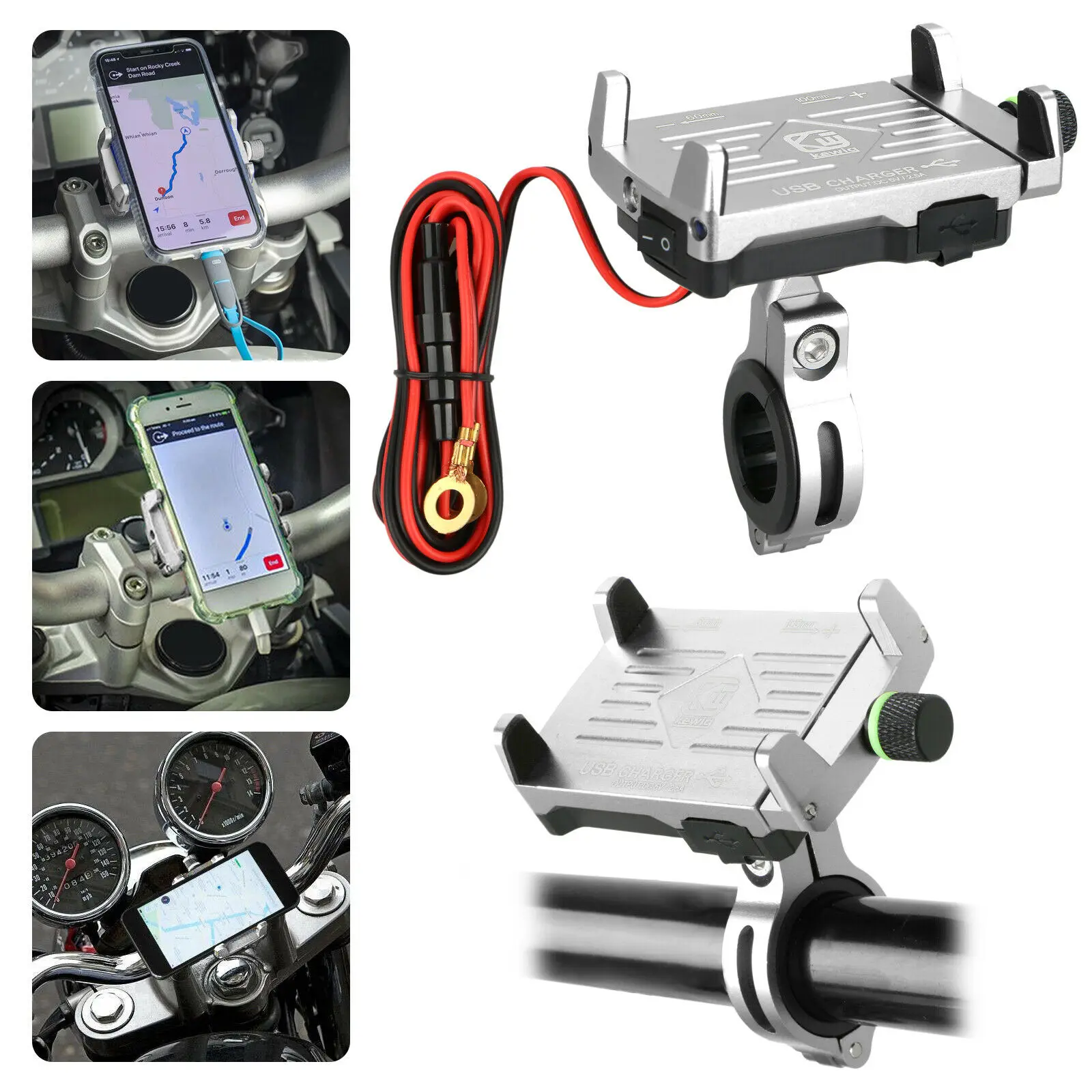 Мотоцикл Руль держатель сотового телефона крепление USB быстрое зарядное