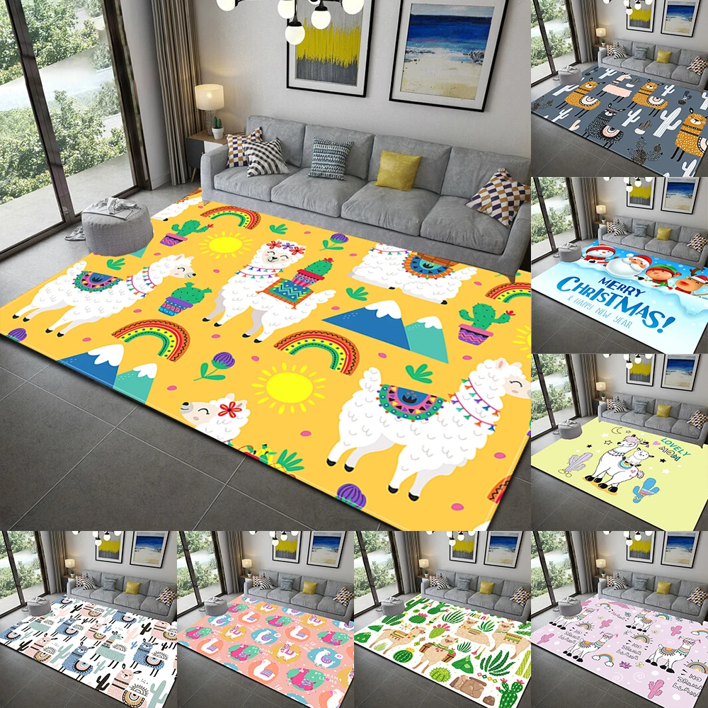 

Llama Alpaca Area Rugs Funny Animal Carpet for Living Room Doormat Non Slip Absorbent Floor Mat Yoga Rug Kids Play Mat