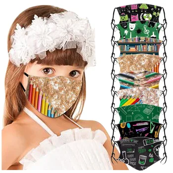 

9pc mask 18filter Children's Washable printing Face Mask Dustproof breathable Protect Mouth Cover Outdoor multi-color Maak маски