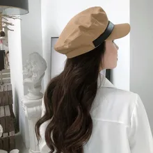 Зимняя винтажная женская шапка, однотонный пояс, Кепка с пряжкой, темно-синяя кепка, Осень-зима, новые береты для отдыха, элегантная шапка для женщин, уличная одежда