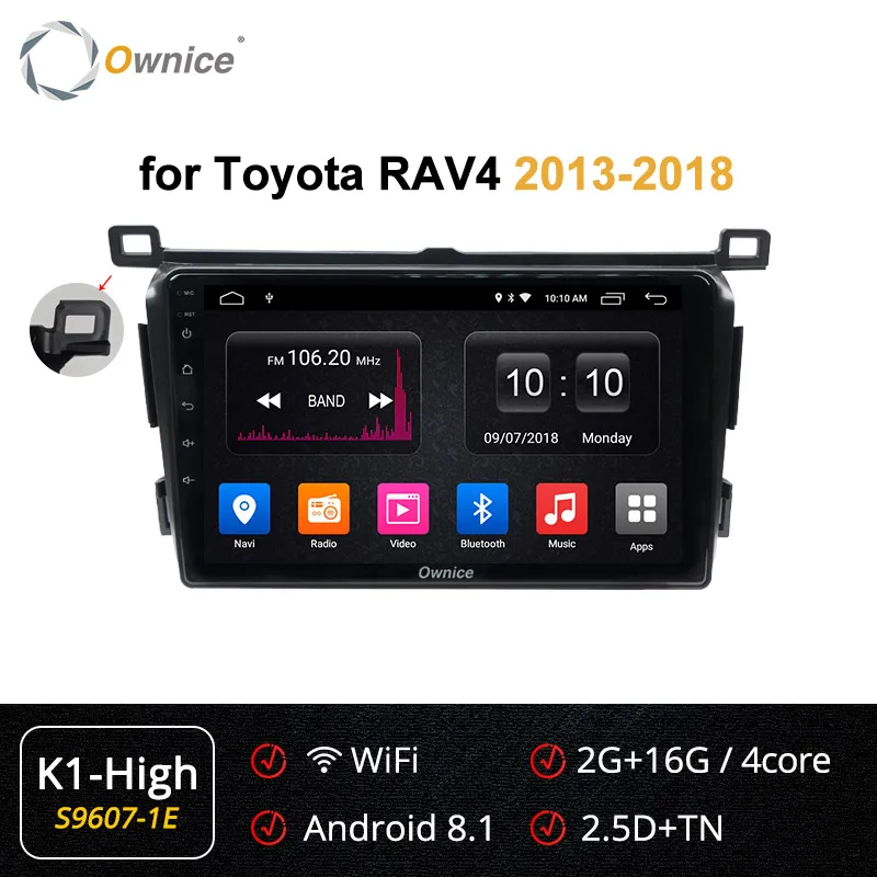 S9607-1 K1 HIGH Ownice k3 k5 k6 4G+ 64G DSP 2 Din Android 9,0 автомобильный dvd плеер gps для Toyota RAV4 для Toyota Previa Rav 4 2013 4G автомобильный радиоприемник - Цвет: S9607-1 K1 HIGH