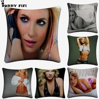 

Britney Spears Sexy Girl Decorative Cotton Linen Cushion Cover 45x45cm Pillow Case For Sofa Chair Pillowcase Home Decor Almofada