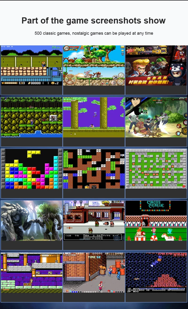New Portable Handheld Game Console Built-in 500 Classic 8 Bit Games Retro Video Game Console 2.4 Inch Screen Children Gift