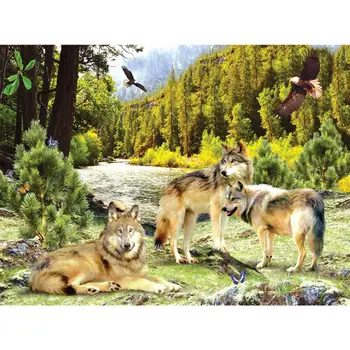 

Wolf DIY 5D Full Drill Diamond Painting Embroidery Cross Stitch Kit Rhinestone Home Decor Craft Q6PE