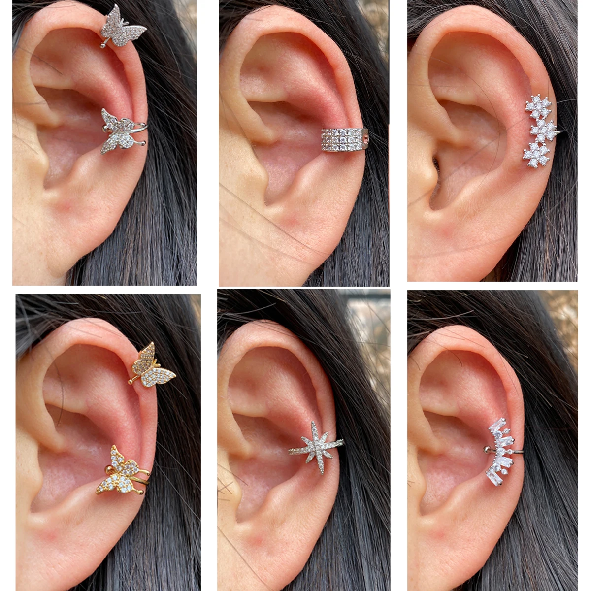 1pc Helix Cartilage Conch Fake Without Piercing Ear Cuffs Earcuff Wrap Rock Earring Cuff No