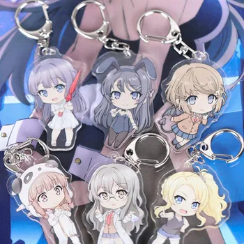 

Anime Figure Seishun Buta Yarou Wa Bunny Girl Senpai No Yume Keychain Cute Double Sided Key Chain Pendant Acrylic