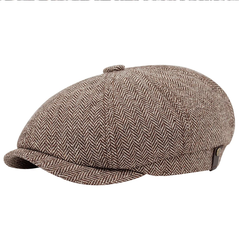 Male Plus Size Ivy Hat Big Head Man Autumn and Winter Newsboy Cap Top Grade Beret Caps 58cm 60cm Two sizes mens knit beret