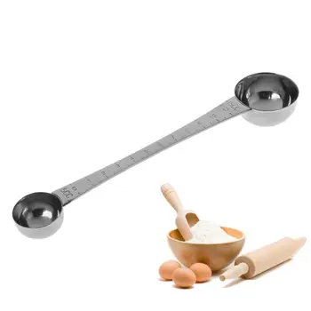 

Stainless Steel Double Ends Measuring Spoon With Scale Coffee Scoop Tablespoon C6UE