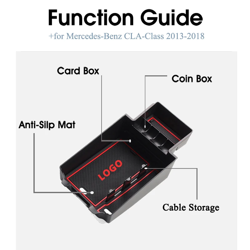 Автомобильный Органайзер, аксессуары для Mercedes Benz CLA C117 W117, подлокотник, коробка для хранения, Противоскользящий коврик для монет