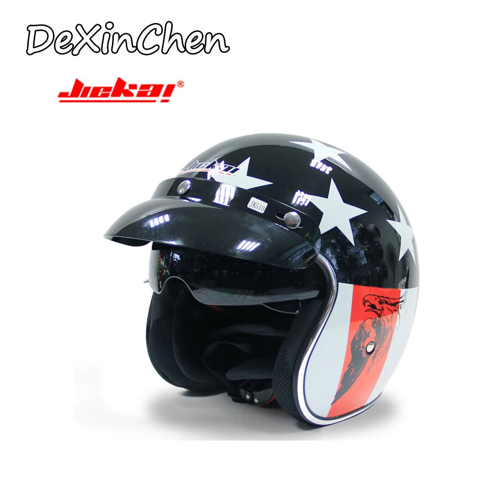 JIEKAI винтажный мотоциклетный шлем для мужчин и женщин, классический ретро дизайн с открытым лицом, легкий DOT Сертифицированный для мотоцикла Cruiser