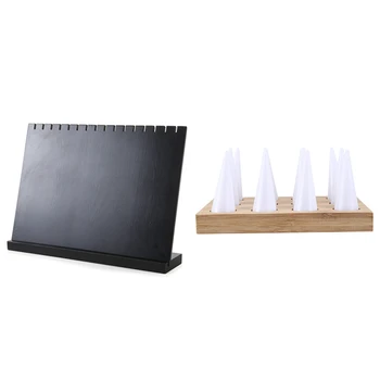 

1 Pcs Ring Display Tray Ring Display Showcase Stand 12 Digits & 1 Pcs Jewelry Pendant Necklace Display Stand Storage Box