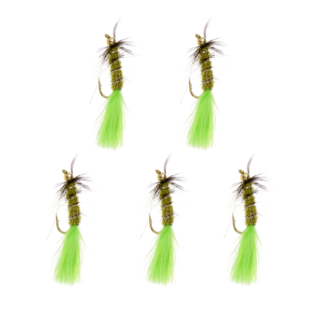 5pcs Brass Head Fly Fishing Flies Assortment - Bass and Big Trout Streamers