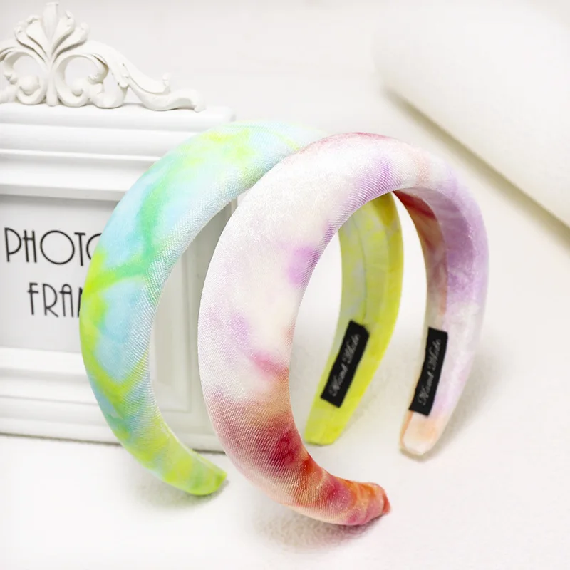 DUOJIAOYAN новая зимняя 3 цвета Модная повязка для волос Tie-dye бархатный спонж повязка для женщин