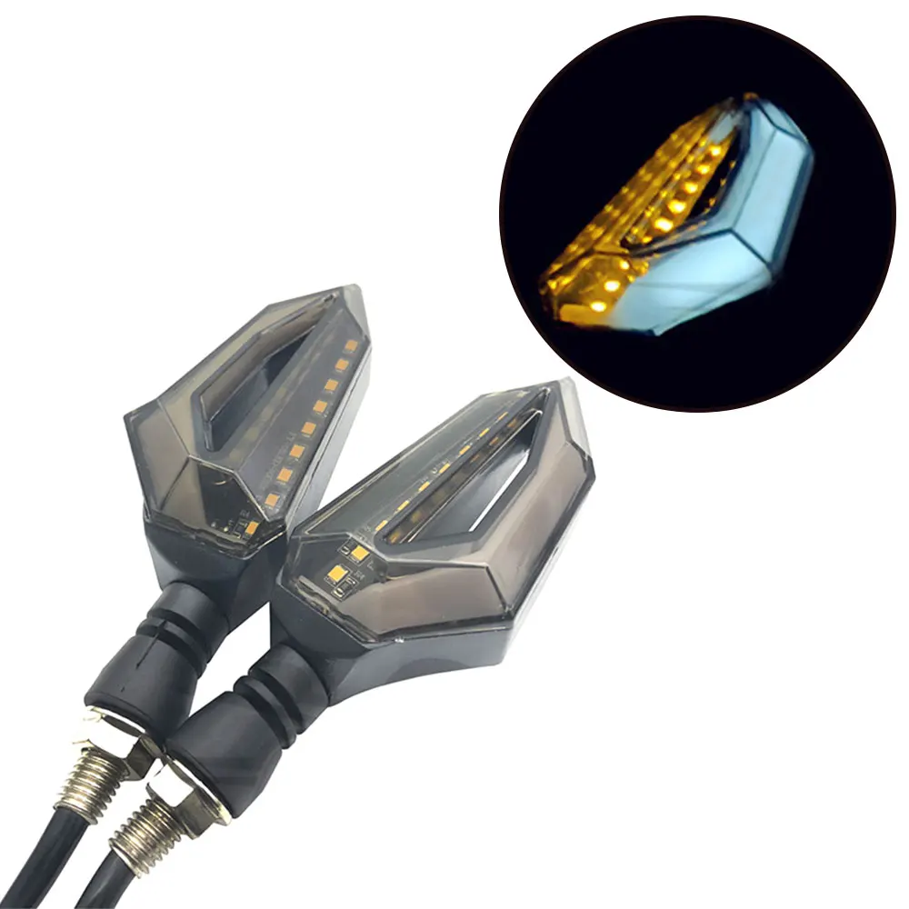 1 Pair Universal Motorcycles LED Turn Signals Lights Flasher Amber Flexible Stop Signal Lamp for Rear Directions Cafe Racer Tail