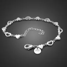 Высококачественные ювелирные изделия из стерлингового серебра. Модный женский серебряный браслет с сердечками. Браслет из стерлингового серебра 925 пробы для девочек