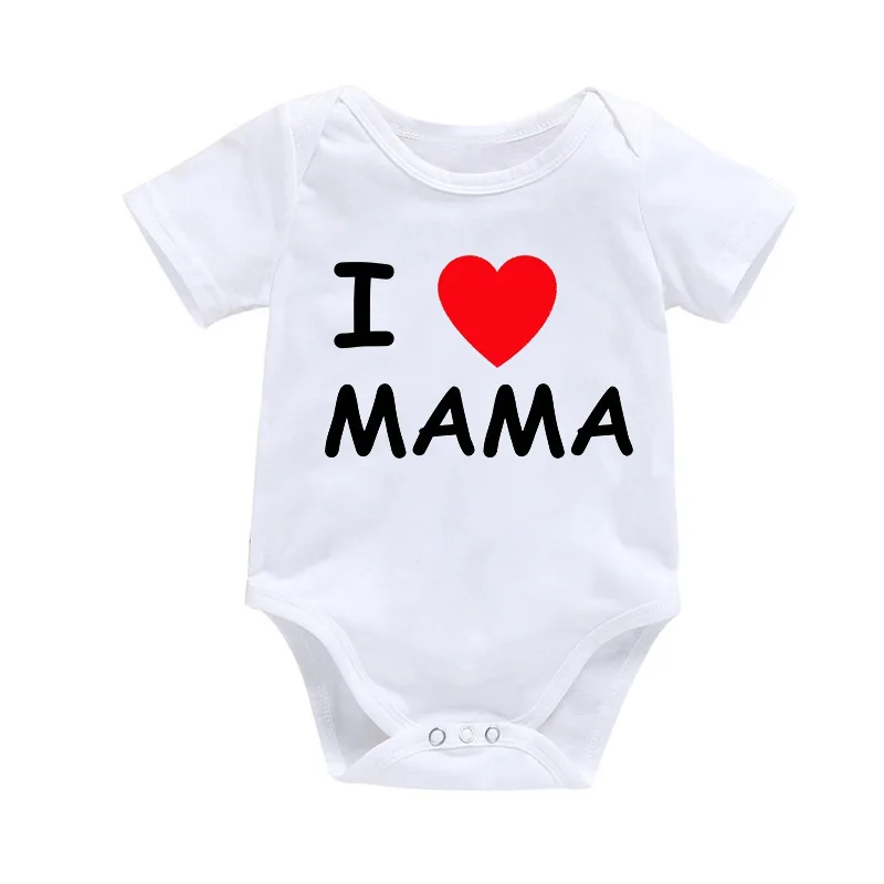 Боди для новорожденных мальчиков и девочек от 0 до 18 месяцев, одежда с короткими рукавами, «я люблю мама папа», одежда для близнецов, детский комбинезон, боди