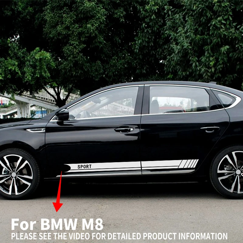 Автомобильные наклейки 2 шт. на боковую юбку дверные линия талии для BMW M8 M M2 M3 M4 M5 M6