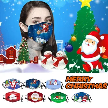 

6pc Mouth Cover Gradient Health Cycling Adult Christmas Printed Washable And Filterable Reutilizable Large Stock Send Fast