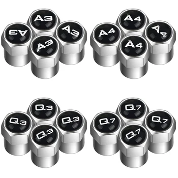 

4Pcs Car Wheel Tire Air Valve Caps Stem Cover with Color Brand Logo for AUDI A4 A3 A6 Q3 Q7 TT
