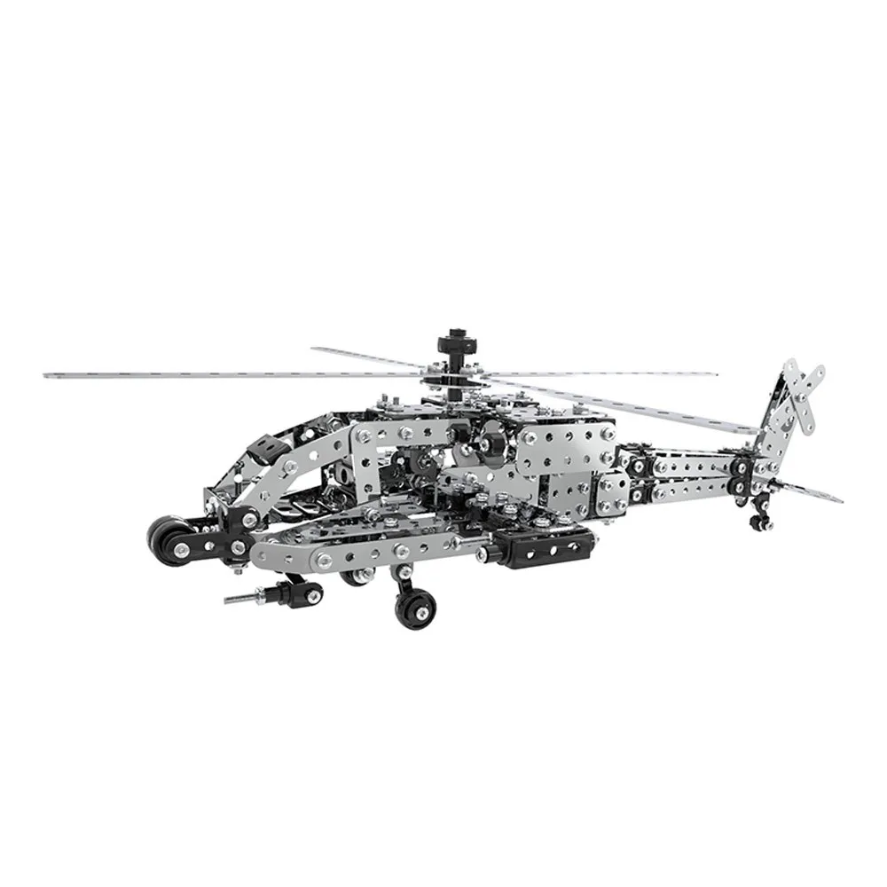 

620Pcs Apache Helicopter Intelligent Construction Set 3D Stainless Steel Model Kit DIY Gift Model Building Educational Toys