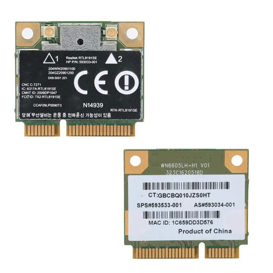 Сетевая карта PCI-E для RealTek RTL8191SE Mini PCI-E 300M беспроводная сетевая карта 593533-001 для hp CQ42 G42