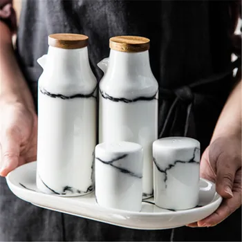 

Marble Ceramic Salt Pepper Oil Bottle Set Porcelain Olive Soy Seasoning Party Favors Kitchen Cooking Tools Oil Vinegar Bottles