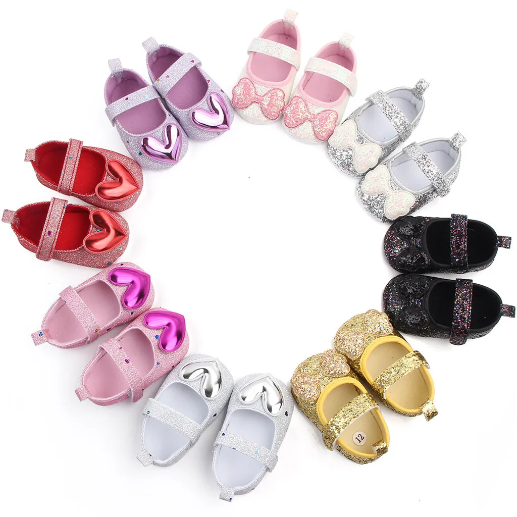 Обувь для новорожденных девочек; обувь принцессы для новорожденных; обувь для малышей с милым бантом и блестками; ботиночки для маленьких девочек; ; обувь для первых шагов