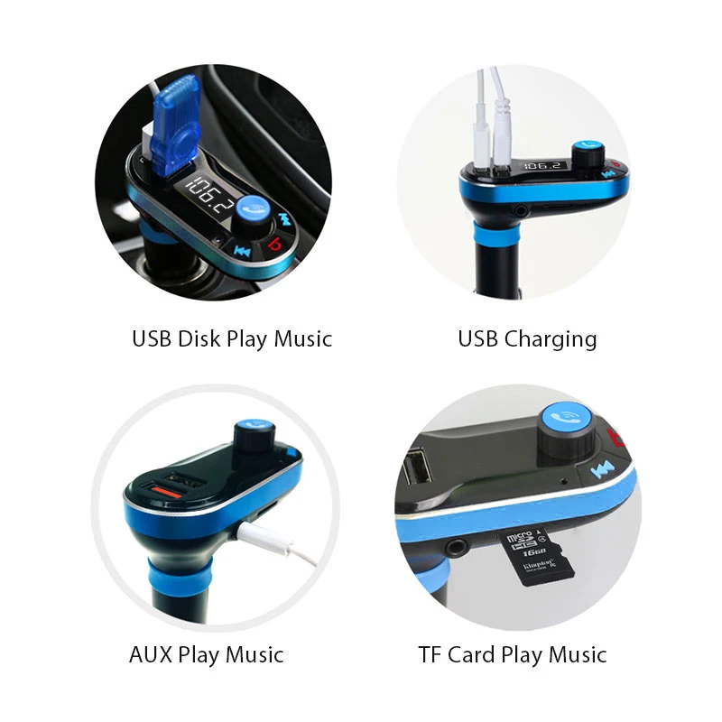 Vanjew BT66 обновленный Quick3.0 зарядка fm-передатчик модулятор Bluetooth громкая связь вызов автомобильный аудио MP3 плеер с Daul USB зарядное устройство