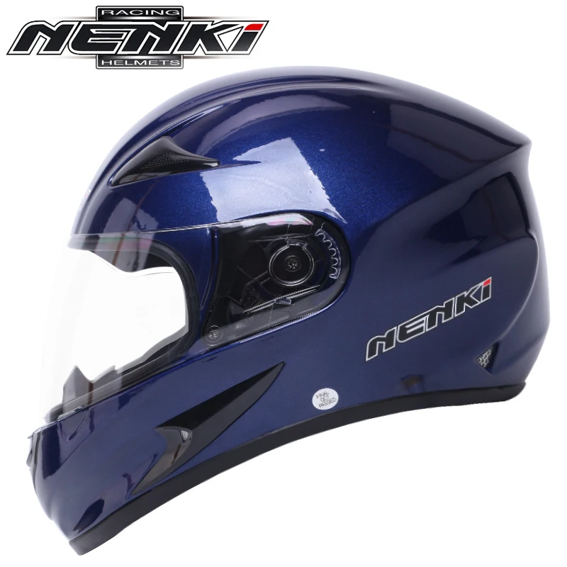 NENKI мужские мотоциклетные шлемы с черепом, Полнолицевые, для мотокросса, бездорожья, шлем с прозрачными линзами, защитный шлем, мотоциклетный шлем - Цвет: Bright Dark Blue