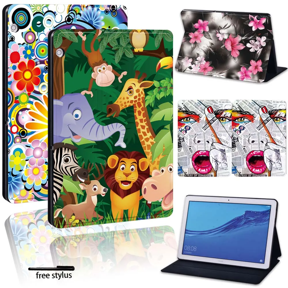 For Huawei MediaPad M5 Lite 8/M5 10.8&quot/M5 10.1&quot/T3 8&quot/T3 10 9.6&quot/T5 10.1&quot Folio PU Leather Stand Anti-Dust Tabet Case |