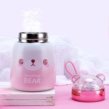 

Mini Thermos Bottle 304 Stainless Steel Cute Sequin Animal Mug Insulation Cup 300ml Portable Water Bottle Vacuum Tumbler Mug