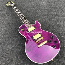 Высокое качество новая электрогитара, фиолетовая краска, тигровый клен хромированная фурнитура, персиковый цвет ядро дерева. почтой