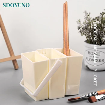 

SDOYUNO High Quality Plastic Buckets Wash Pen Barrel For Drawing Art Supplies Triple Water Color Painting Brush Washing Bucket