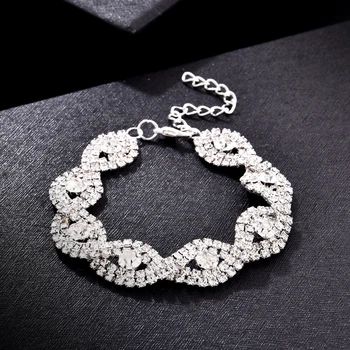 Elegant Deluxe Silver Rhinestone Crystal Bracelet Bangle Jewelry For Women Girl Gift