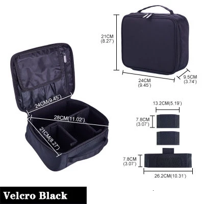 Velcro Black Женская модная косметичка для путешествий, органайзер для макияжа, профессиональная косметичка, косметичка, косметический чехол, косметичка - Цвет: Velcro Black