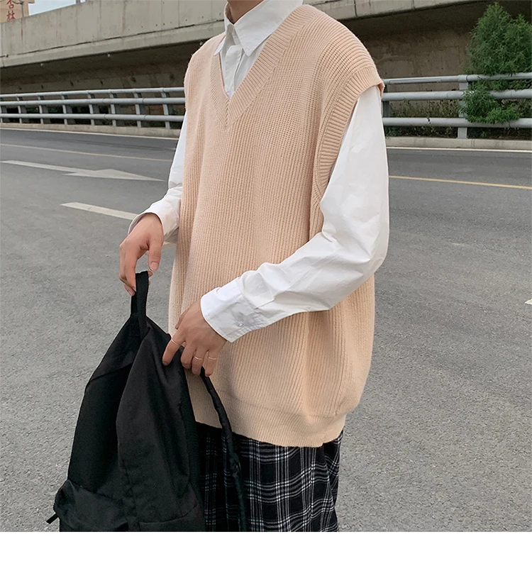 Korean Style Knitted Vest Men's Fashion 