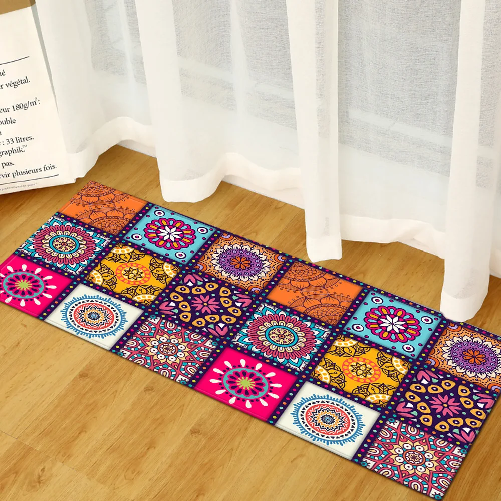 Details about   Bohemian Floral Floor Mat For Bathroom Bold Colorful Flower Blossoms Design Rug 