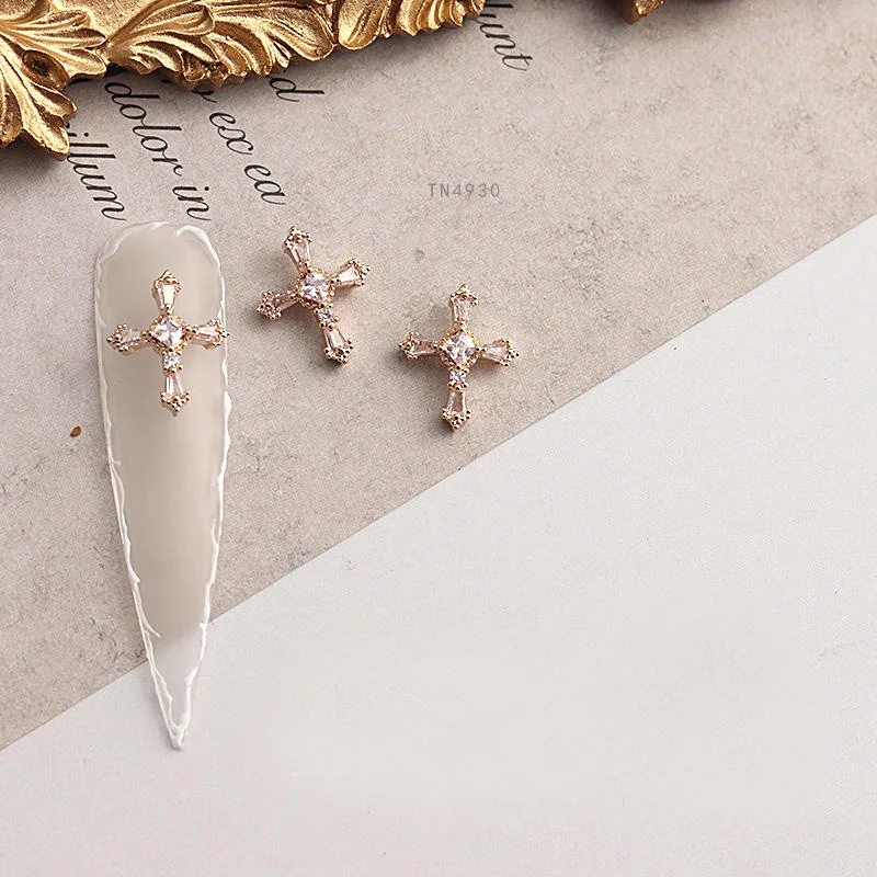 5pcs cross zircon tassel pendant nail art decorations crystals nail accessories nail rhinestones nail charms nails art TN4930