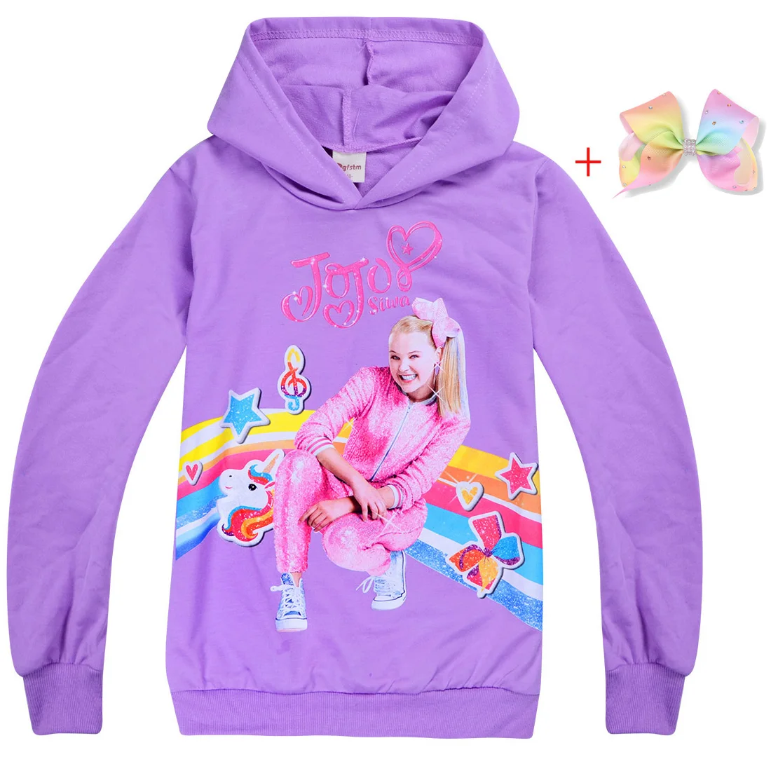 Осенний свитер для девочек; хлопковая одежда с капюшоном; детская одежда для девочек с героями мультфильмов; толстовки с длинными рукавами; футболка; Рождественская одежда - Цвет: D7275-Hair clip2