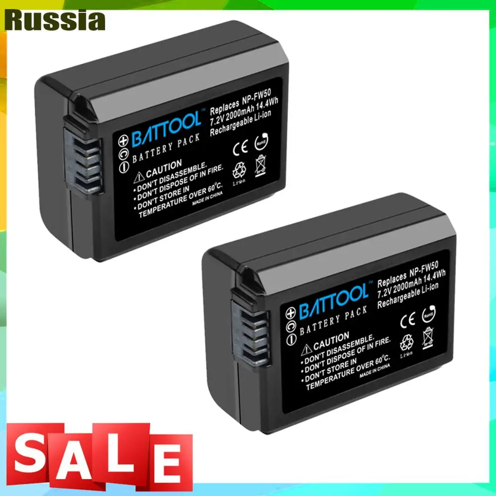 Battool 2000mAh NP-FW50 NP FW50 Digital Camera Battery+ LCD USB Charger for Sony NEX-3 a7R Alpha a6500 a6300 a6000 a5000 a3000